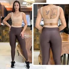 Conjunto de Academia Feminino BICOLOR Calça Legging + Top Regatinha com Zero Transparência