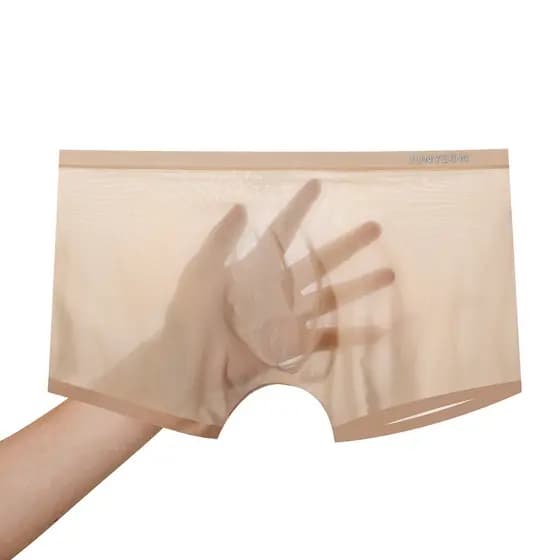Cuecas boxer masculinas ultrafinas de seda gelada roupa íntima transparente e respirável para o verão cuecas boxer mas