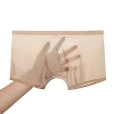 Cuecas boxer masculinas ultrafinas de seda gelada roupa íntima transparente e respirável para o verão cuecas boxer mas