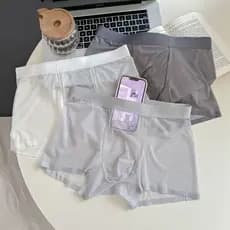 Cuecas boxer masculinas transparentes, respiráveis, sem costura e ultrafinas, cuecas boxer masculinas transparentes de s