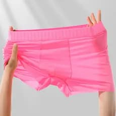 Cuecas masculinas transparentes de seda gelada, sem costura e respiráveis, modelo boxer de verão, com entrepernas de sed