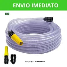 Mangueira De Jardim Cristal Trançada Transparente Camadas + Kit Conexão e Esguicho