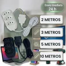 Extensão Elétrica 2,3,5 e 10 Metros Preto e Branco Extensão Tomadas Compacta