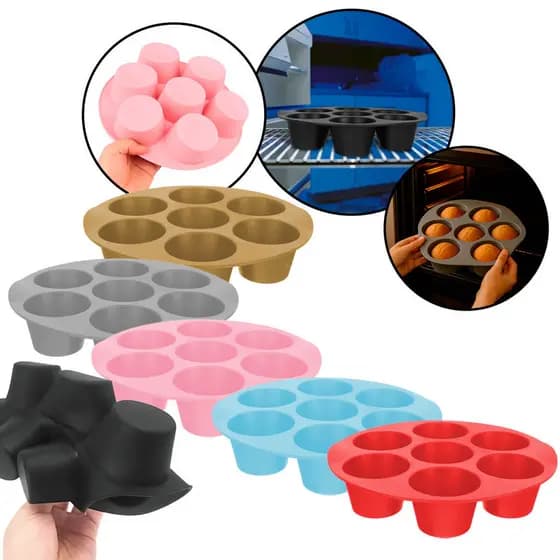 Forma De Silicone Antiaderente Para 7 Cupcake Muffin