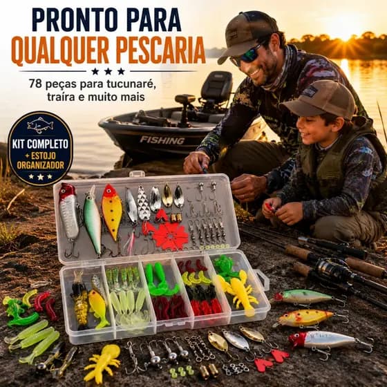Kit Isca Artificial 78 Unidades Pescaria Tucunaré E Traíra