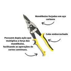 Tesoura Aviação Corte Reto Chapa Ferro Aço Inox Profissional 25cm