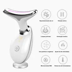 Massageador de Pescoço LED Fóton Vibração Elétrica, Firmador de Pele Anti-Rugas Levantamento Facial