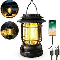 Lampião Solar LED Lanterna Recarregável com Painel Solar Portátil Camping
