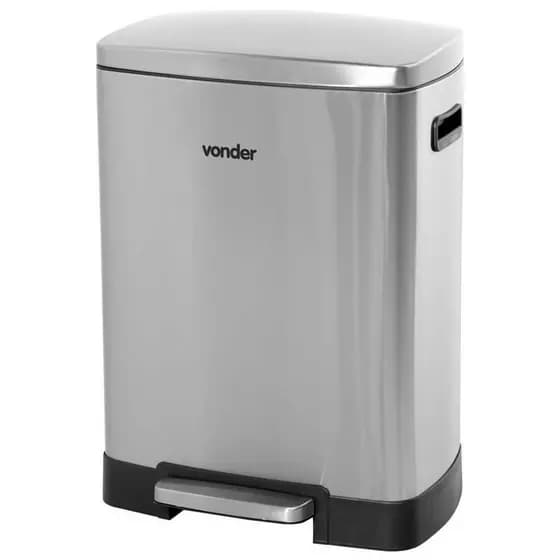 Lixeira Retangular Vonder 50 litros Inox Cinza