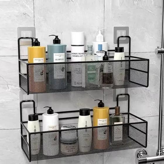 Suporte Organizador de Canto - Prateleira para Shampoo de Banheiro, Suporte Adesivo para Parede - Multiuso, À Prova de Ferrugem - Para Cozinha e Banheiro