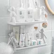 Porta Shampoo Com Boneco Para Parede Rack Suporte Organizador Cozinha Casa Em Tempero Banheiro Plástico Com Adesivo Prateleira  De Sabonete Plástico BOB  Retangular BUDDY Organizadora 33X14,5X13,5 Autoadesivo