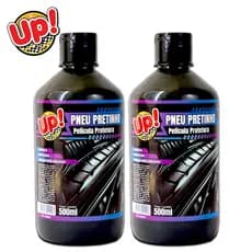 Kit 2 Pneu Pretinho Up Brilho Prolongado 500ml Cada Hidro repelente Pneu Pretinho Para Carro e Moto Aderência Instantâne