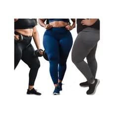 Kit 3 Legging Plus Size Cintura Alta Feminina Academia Caminhada