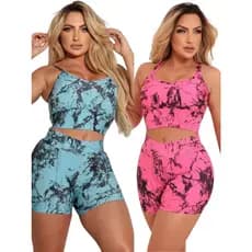 Conjunto Tie Dye Verão Marmorizado Short e Top