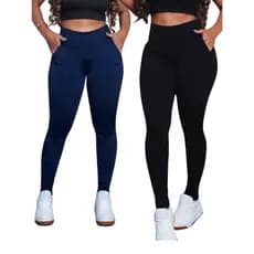 Kit 2 Calças Femininas Ponto Roma Estilo Montaria Feminina Leg Flanelada Peluciada Inverno