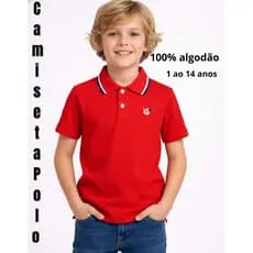 Camiseta  Polo Masculina 100% Algodão  Para Criança De 1 A 14 Anos Menino Camisa Premium Barata