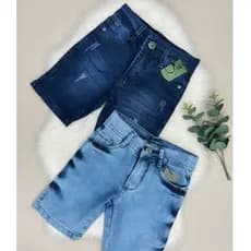 Kit 2 Short Bermuda Jeans Premium Menino Infantil Juvenil Masculino com Elastano Conforto e Estilo