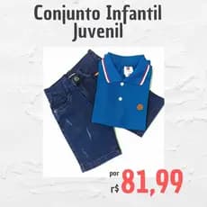 Conjunto Infantil Juvenil Masculino Bermuda Jeans e Camisa Gola Polo