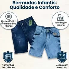 Bermuda Jeans Masculina Direto da Fábrica Infantil Juvenil Menino Short Jeans Premium