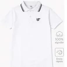 Camisa Polo Manga Curta Branca Masculino Infantil Juvenil Bebê Algodão Premium Bordada Camiseta