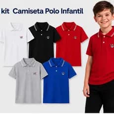 Kit 4 Camiseta Premium  Gola Polo Masculina Infantil Manga Curta Algodão Tamanho 1 ao 14  Menino