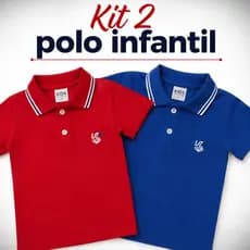 Kit  2 Camiseta Gola Polo de Menino Criança 100% Algodão Premium Colorida Infantil Juvenil