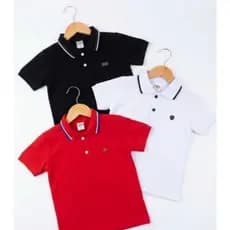 Camiseta Gola Polo Menino 100% Algodão Infantil ao Juvenil Criança  Polinho Lisa Coloridas