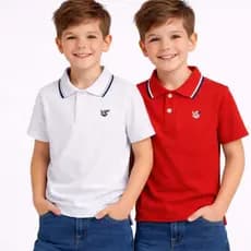 Kit 2  Camiseta  Polo Masculina  100% Algodão Premium  Infantil Tamanho 1 ao 14 Anos