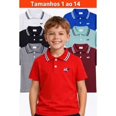 Camiseta Polo Menino 100% Algodão Malha Premium Camisa Masculina Para Criança De 1 a 14 Anos