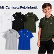 Kit C/2 Camisetas Polo Infantil Juvenil Masculina Manga Curta Tamanho 1ao 14 Algodão Premium Menino