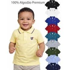 Camisa Gola Polo Bebê Menino Tamanhos 1 2 e 4 em Algodão Premium Criança Primeiros Passos Polinho