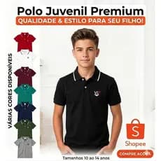 Camiseta Polo Masculina Infantil Juvenil Para Adolescente de 10 ao 14 Anos Camisa Algodão Premium