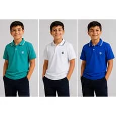 Kit 3 Camiseta Polo Infantil Juvenil 100% Algodão Tamanhos 1 ao 14 Anos Menino Criança Camisa Básica