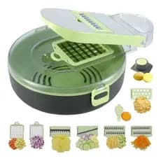 Ralador Fatiador Cortador de Vegetais Legumes Multifuncional Redondo Inox 15 Peças
