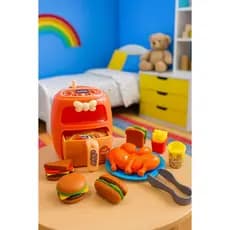 Brinquedo Infantil Faz de Conta Conjunto Air Fryer Infantil com Luzes e Acessórios