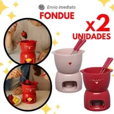 2 Fondue L´amour Noite De Casal Conjunto Aparelho Aço Inox 1 L Inverno Chocolate Queijo Cozinha