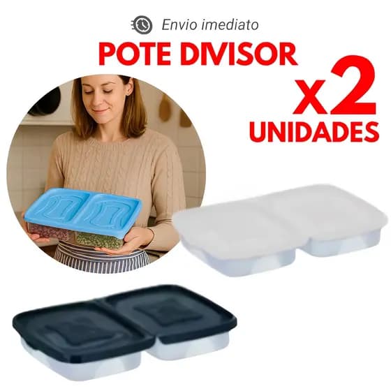 2 Porta Marmita Guarda Queijo Presunto Frios Hermético Salada Com Divisória Acrílico  Empilhavel