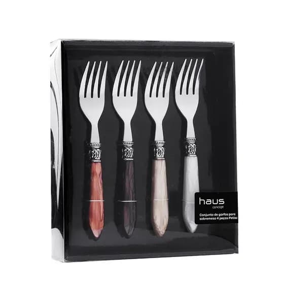 Conjunto Garfo Sobremesa Petisc 4 Pç Madrepérola Haus Brinox