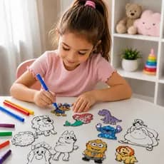 Kit Figurinhas Laváveis Para Pintar Reutilizáveis Infantil