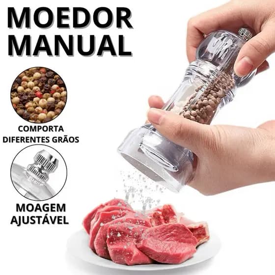 Moedor de Temperos em Acrílico Sal Pimenta Especiarias Utilidades Cozinha