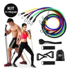Elástico Extensor Kit  11  Peças  Power Tube Treino  Pilates Fitness Academia Funcional CrossFit