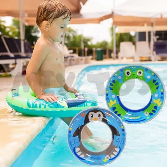 Boia Cintura Pinguim e Sapo Infantil 0646 Anel Redonda Praia Piscina 60cm