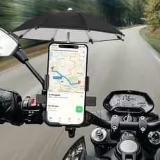 Suporte De Telefone Celular Guidão Moto Bicicleta Com Guarda-Chuva De Sol