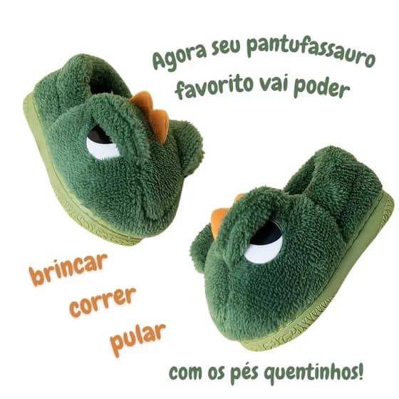 Pantufa de criança menino menina dinossauro solado antiderrapante super macia e quentinha