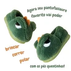 Pantufa de criança menino menina dinossauro solado antiderrapante super macia e quentinha