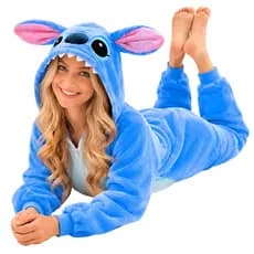 Pijama Macacão personagem stitch adulto unisex com zíper - super confortável
