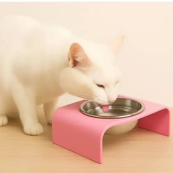 Comedouro Pet Cães e Gatos Design Elegante - COR ROSA