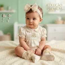 Kit meia com faixa de cabeça luxo - batizado e casamento - Decorada Headband