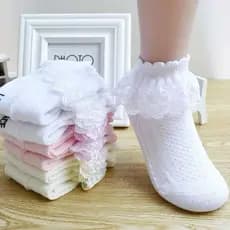 Meia Fofa para Menina - Infantil de Renda Princesa - Batizado