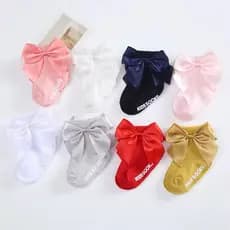 Meia Bebê Soquete com Laço Luxo Curta para Batizado e Festa 6 a 12 Meses Infantil Menina Delicada